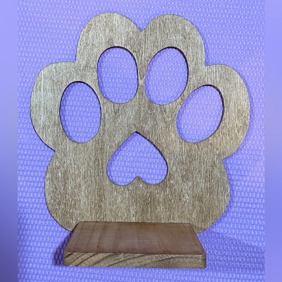 Paw Print Wood Book End or Urn Stand - Picture 2 of 5